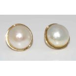 Broome blister pearl and 9ct gold stud earrings