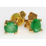 Pair of 9ct gold & emerald stud earrings