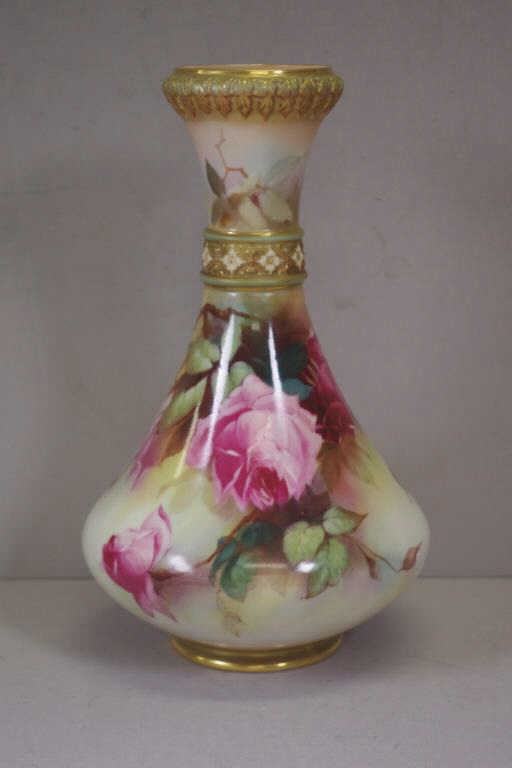 Royal Worcester hand painted roses vase