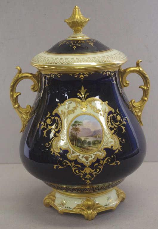 Victorian Coalport lidded vase