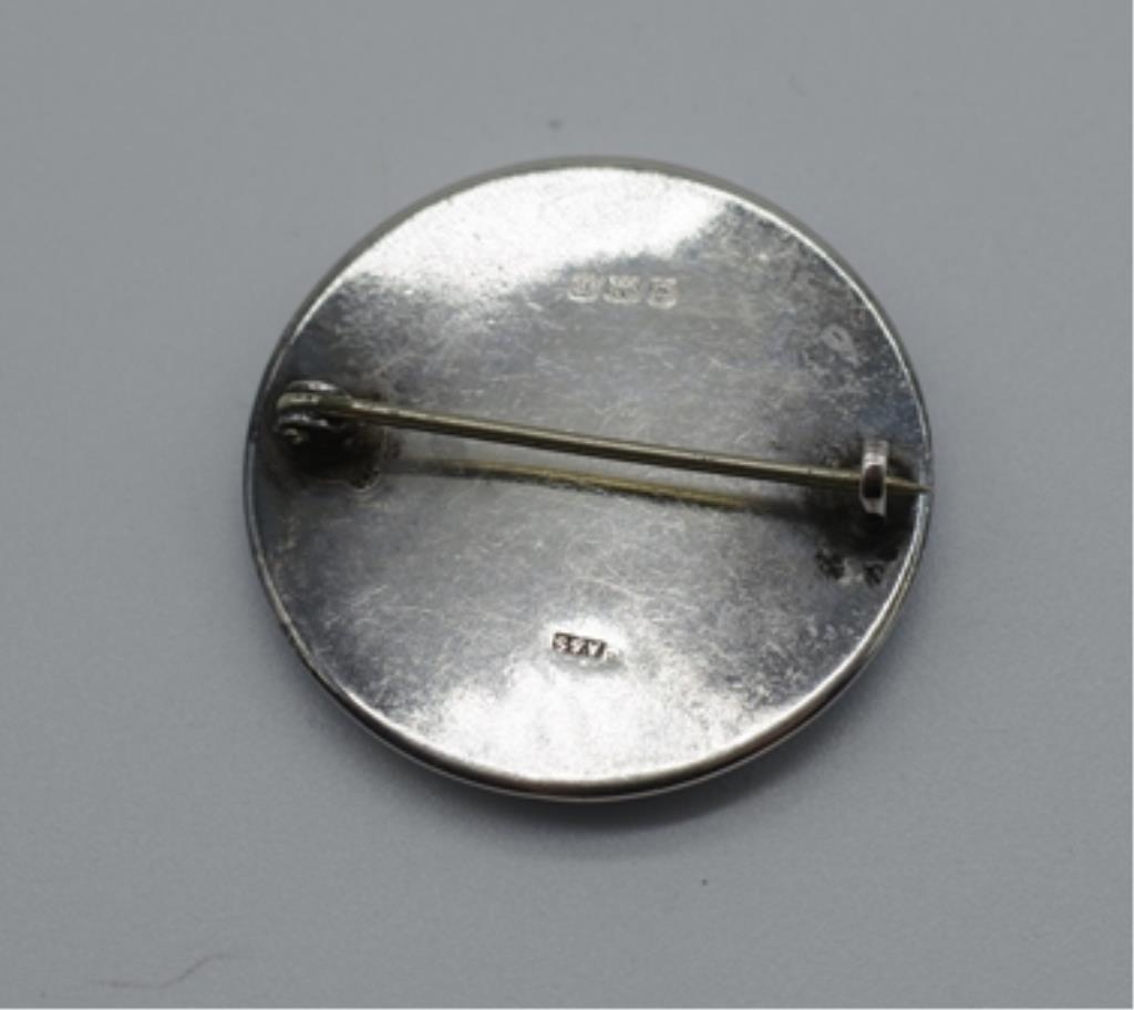 Silver & blue guilloche enamel brooch - Image 2 of 2