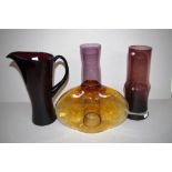 Four vintage art glass vases