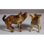Pair Chinese agate glass pig figures