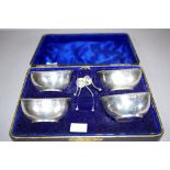 Boxed Victorian eight piece silver open salts set