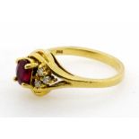 Ruby & diamond set gold ring