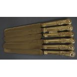 Set six Victorian sterling handled dinner knives