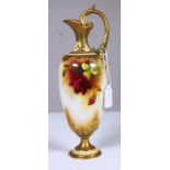 Royal Worcester handpainted rose ewer