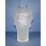 Large Lalique floral glass vase