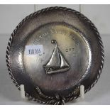 Chinese sterling silver yacht club dish