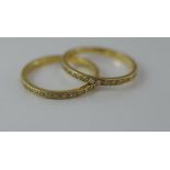 A pair of 18ct yellow gold and diamond hoop rings