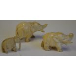 Three various small vintage ivory elephants