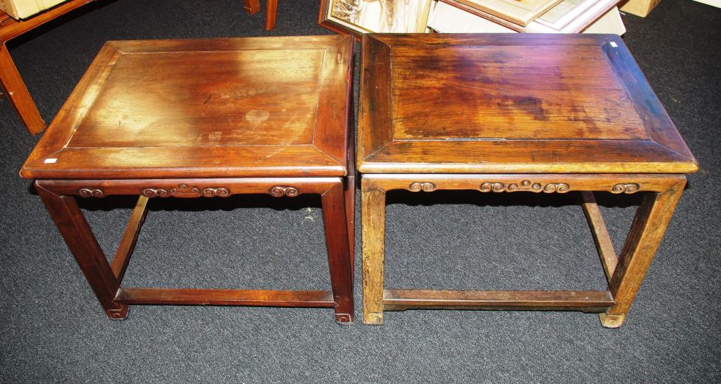 Two antique Chinese hardwood side tables - Image 3 of 8