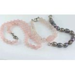 Rose quartz necklace and bracelet