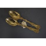 Pair Victorian sterling silver dessert spoons