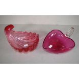Two Victorian ruby red glass dishes