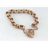 9ct rose gold bracelet with fancy heart lock
