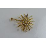 Victorian 15ct gold and seed pearl pendant