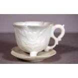 Vintage oriental white jade coffee cup & saucer