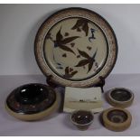 Six Australian pottery dishes, bowls and plate
