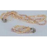 Freshwater pearl necklace and bracelet set