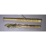 Antique carved ivory pen holder