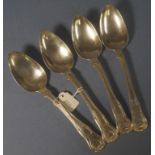 Set four George III sterling silver soup spoons