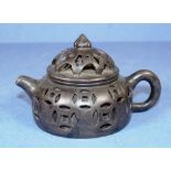 Chinese pierced black teapot