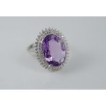 Silver and amethyst dress ring