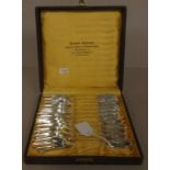 Vintage boxed set twelve German silver cake forks