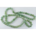 Vintage Chinese green jade bead necklace