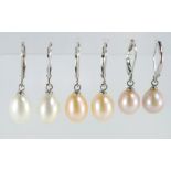 Three pairs of pearl drop earrings