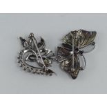 Two vintage silver marcasite brooches