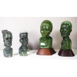 Four South African hard stone busts