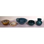 Four Australian pottery hand made bowls & a vase
