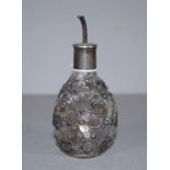 Vintage oriental sterling silver cased oil bottle
