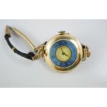 Vintage gold & guilloche enamel wristwatch