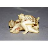 Antique Japanese carved ivory erotic figure