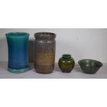 Three Australian pottery hand made vases & a bowl
