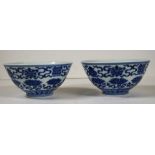 Two C19th Chinese blue and white Lotus bowls