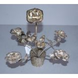 Vintage silver rose & basket figure
