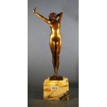 Paul Phillippe art deco bronze nude standing lady