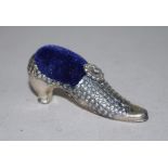 Vintage silver shoe form pin cushion