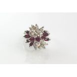 White gold ruby and diamond ring marked 18K