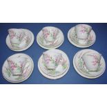 Six Royal Doulton "Bell Heather" trios