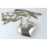 Large Najo silver heart shaped pendant on chain