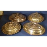 Four good silver plate lidded tureens