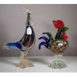 Two various Murano glass rooster figures