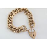 Hallmarked 9ct gold bracelet with heart lock