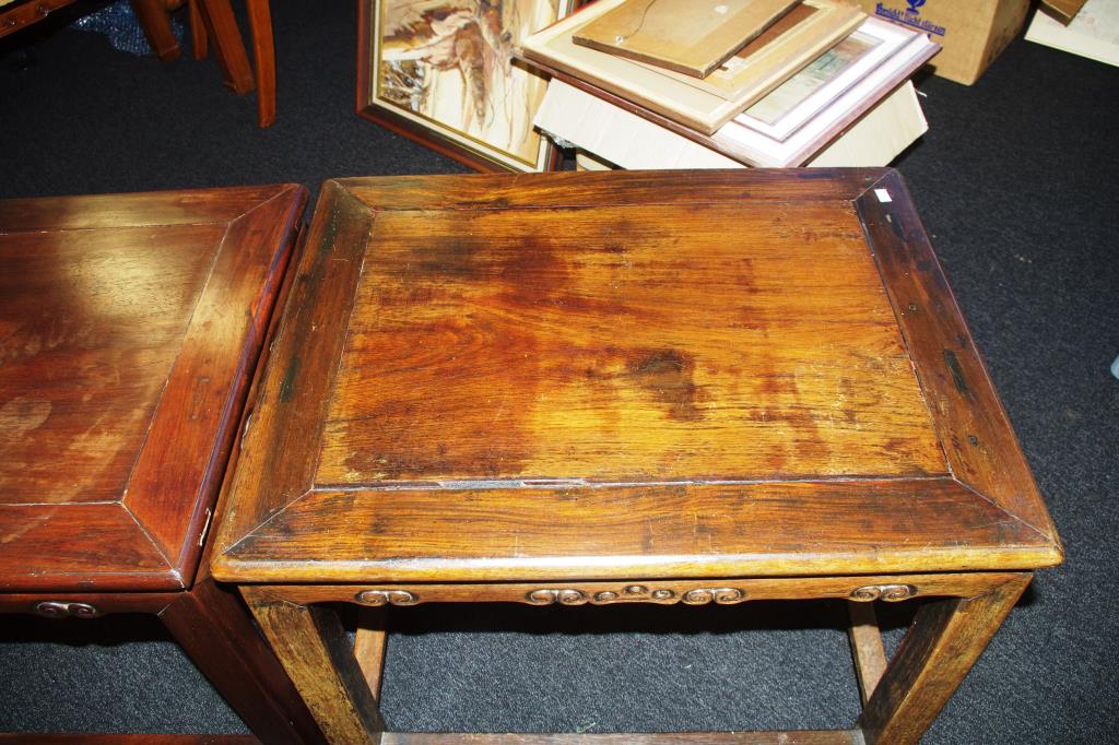 Two antique Chinese hardwood side tables - Image 5 of 8