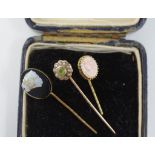 Yellow gold, seed pearl and peridot pin